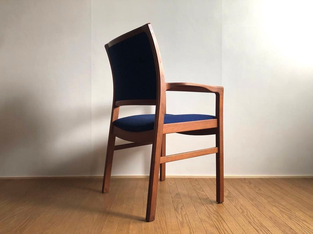 日田工芸 チーク無垢材 アームチェア② 生地新調 ダイニング デスクチェア 工芸