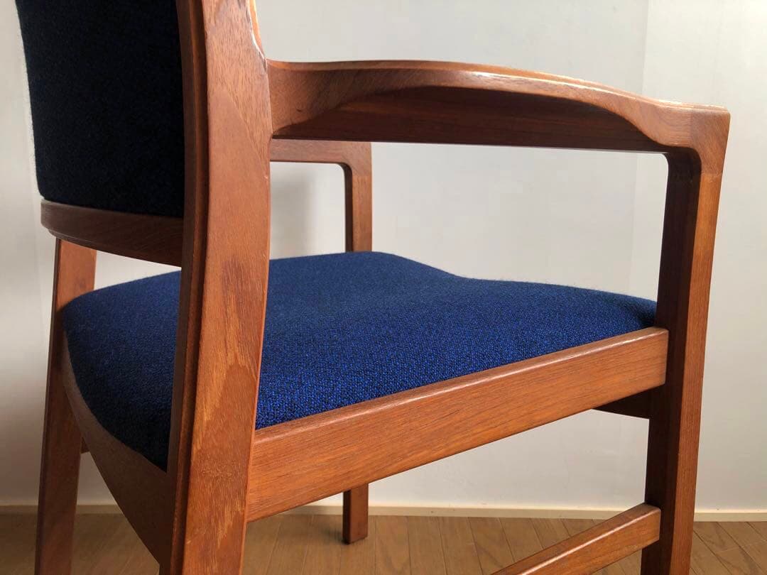 日田工芸 チーク無垢材 アームチェア② 生地新調 ダイニング デスクチェア 工芸