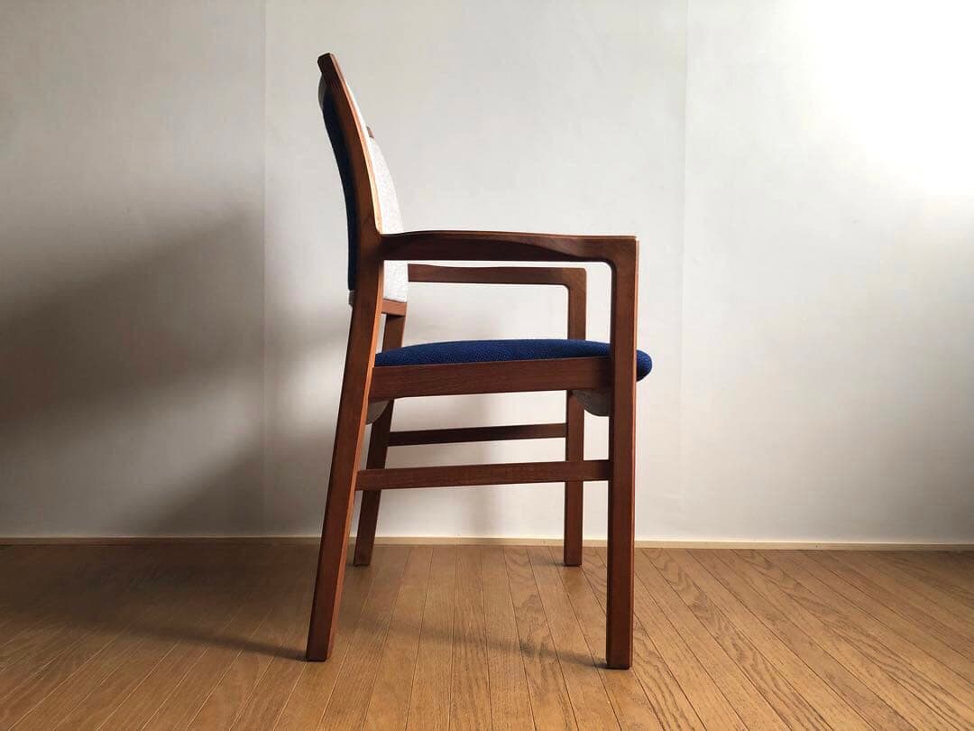 日田工芸 チーク無垢材 アームチェア② 生地新調 ダイニング デスクチェア 工芸