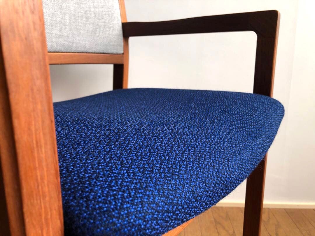 日田工芸 チーク無垢材 アームチェア② 生地新調 ダイニング デスクチェア 工芸