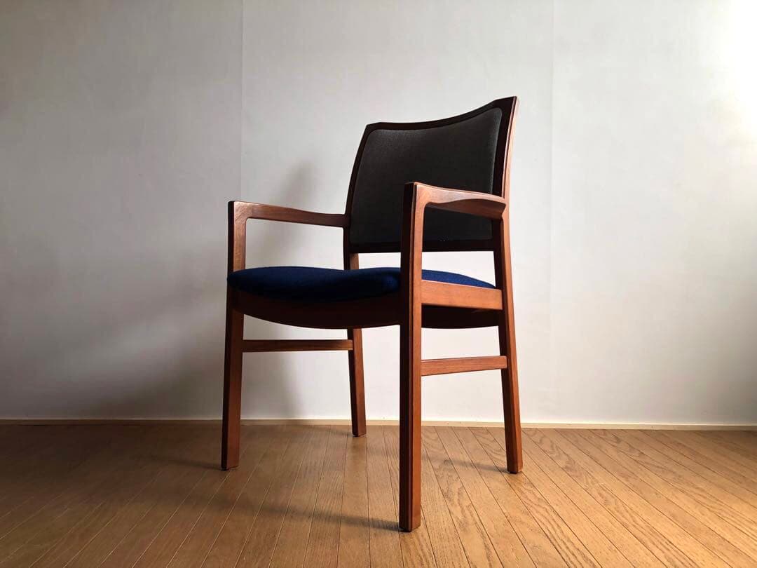 日田工芸 チーク無垢材 アームチェア② 生地新調 ダイニング デスクチェア 工芸