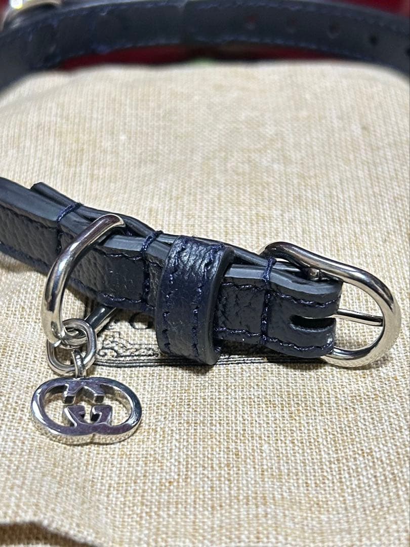 新品GUCCI グッチ エクストラスモール ペット 首輪 XXS ベージュブルー