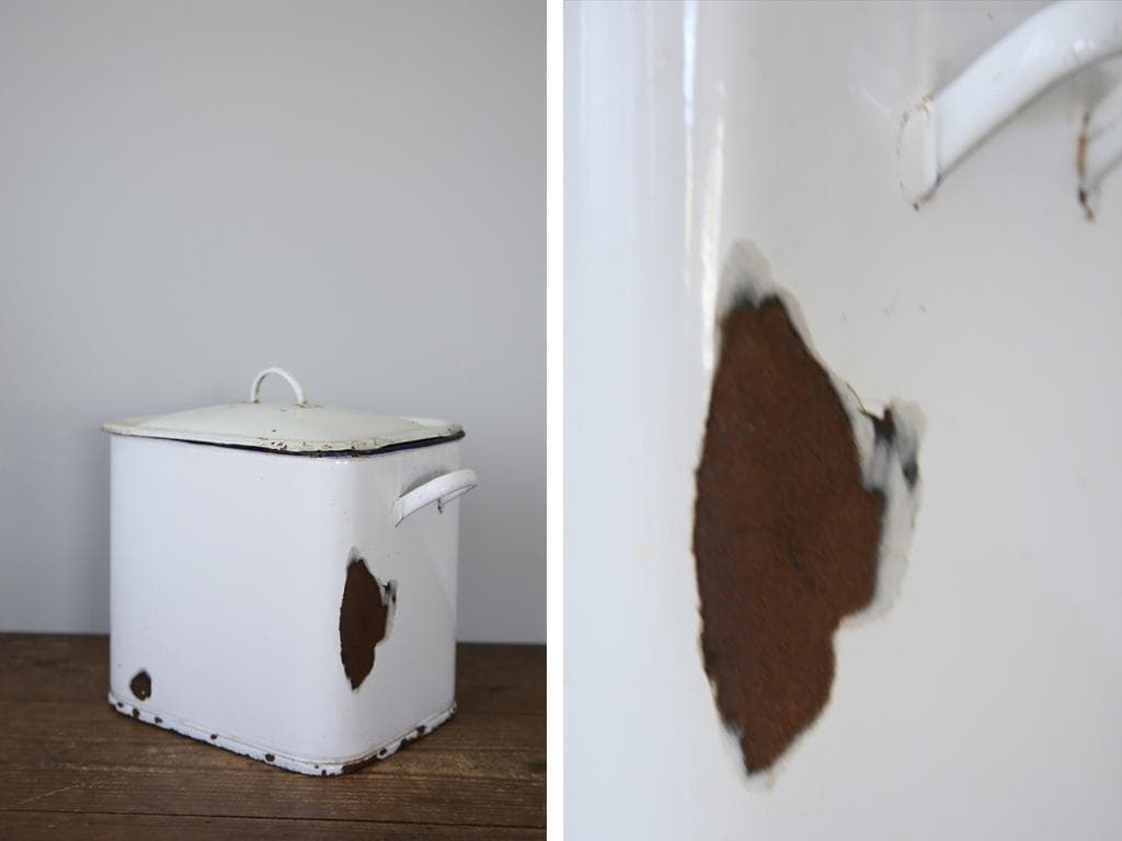 英国アンティーク琺瑯製ブレッド缶/ホーローキャニスター/米びつ(83-243)