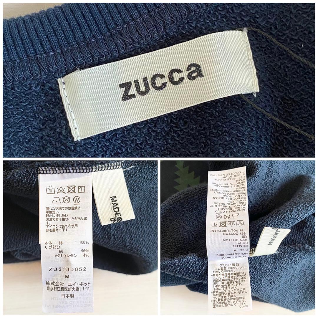 未使用タグ付 2025SS ZUCCa ブロックプリントスウェット M ネイビー