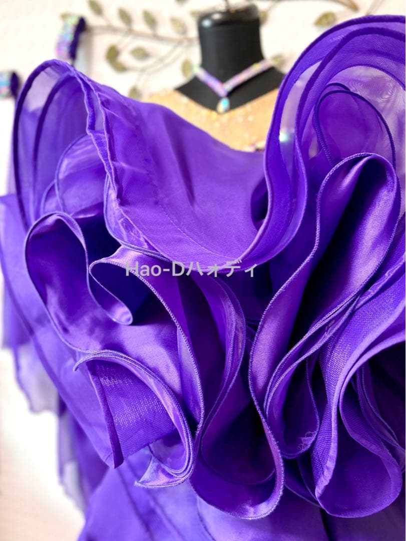 新品★ダンスドレス★スタンダード★社交ダンス★競技会★パーティー★パープル