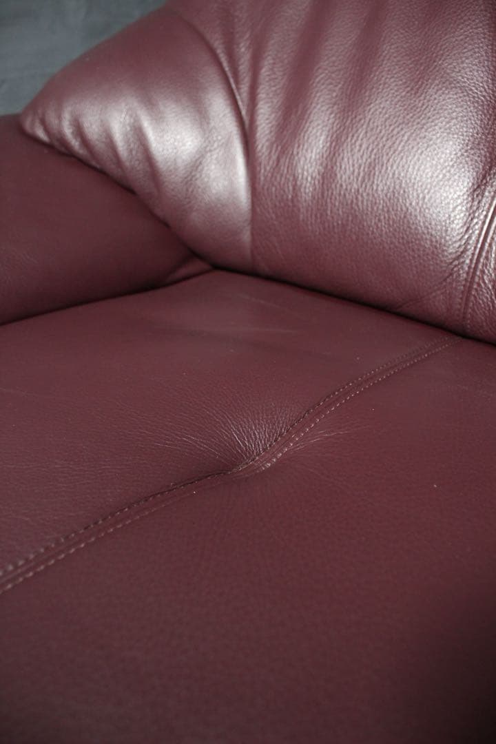 首都圏送無料〜カリモク　29万　クラウド　本革張り　2.5人掛け　ソファ　赤茶