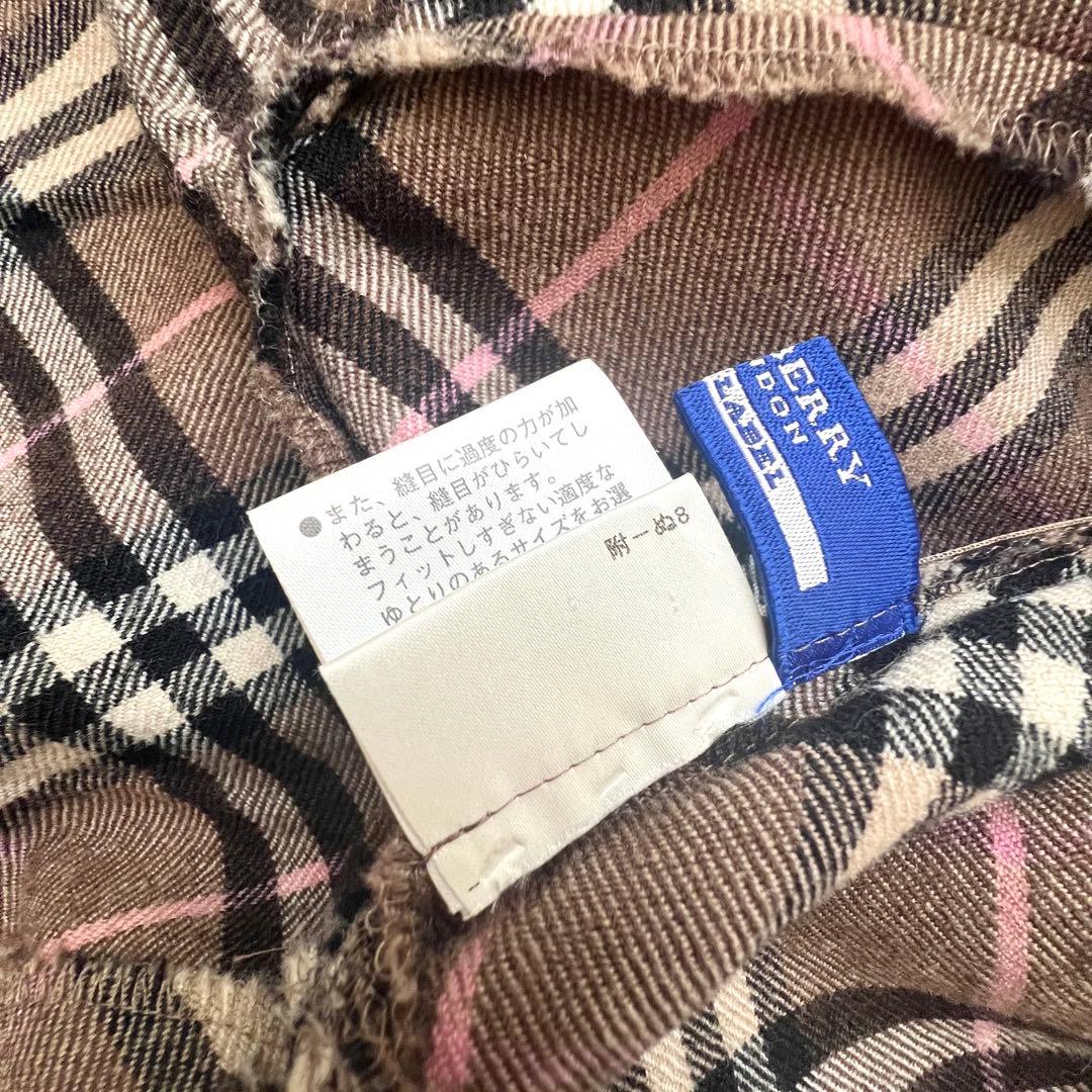 【極美品】バーバリーブルーレーベル ワンピース ノバチェック ベロアリボン 36