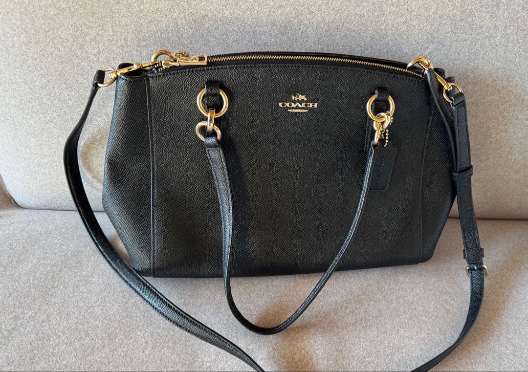 極美品 自宅保管品 COACH コーチ ブラックレザー 2WAY ハンドバッグ