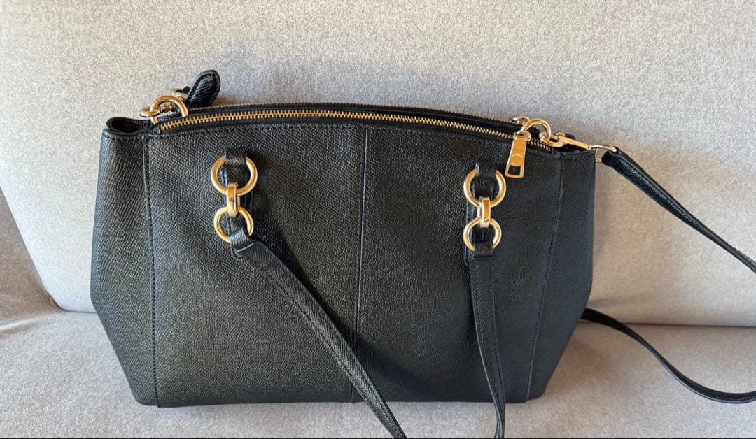 極美品 自宅保管品 COACH コーチ ブラックレザー 2WAY ハンドバッグ
