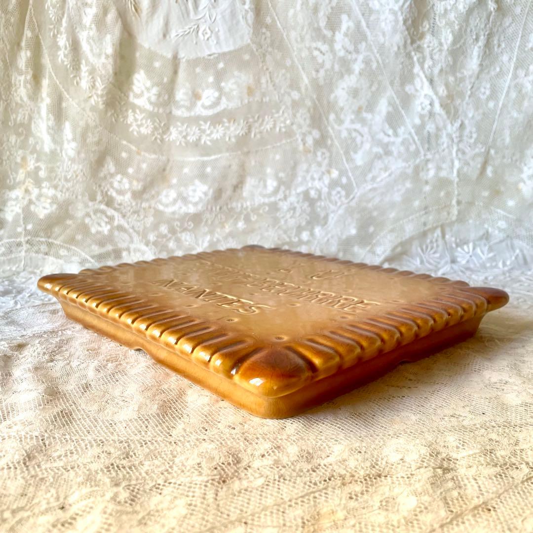 LUビスケット　陶器プレート　トリベット鍋敷き　フランスアンティークヴィンテージ