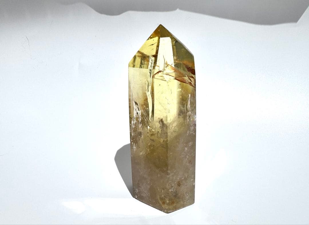 高品質 高透明 虹入り シトリン 黄水晶 六角柱