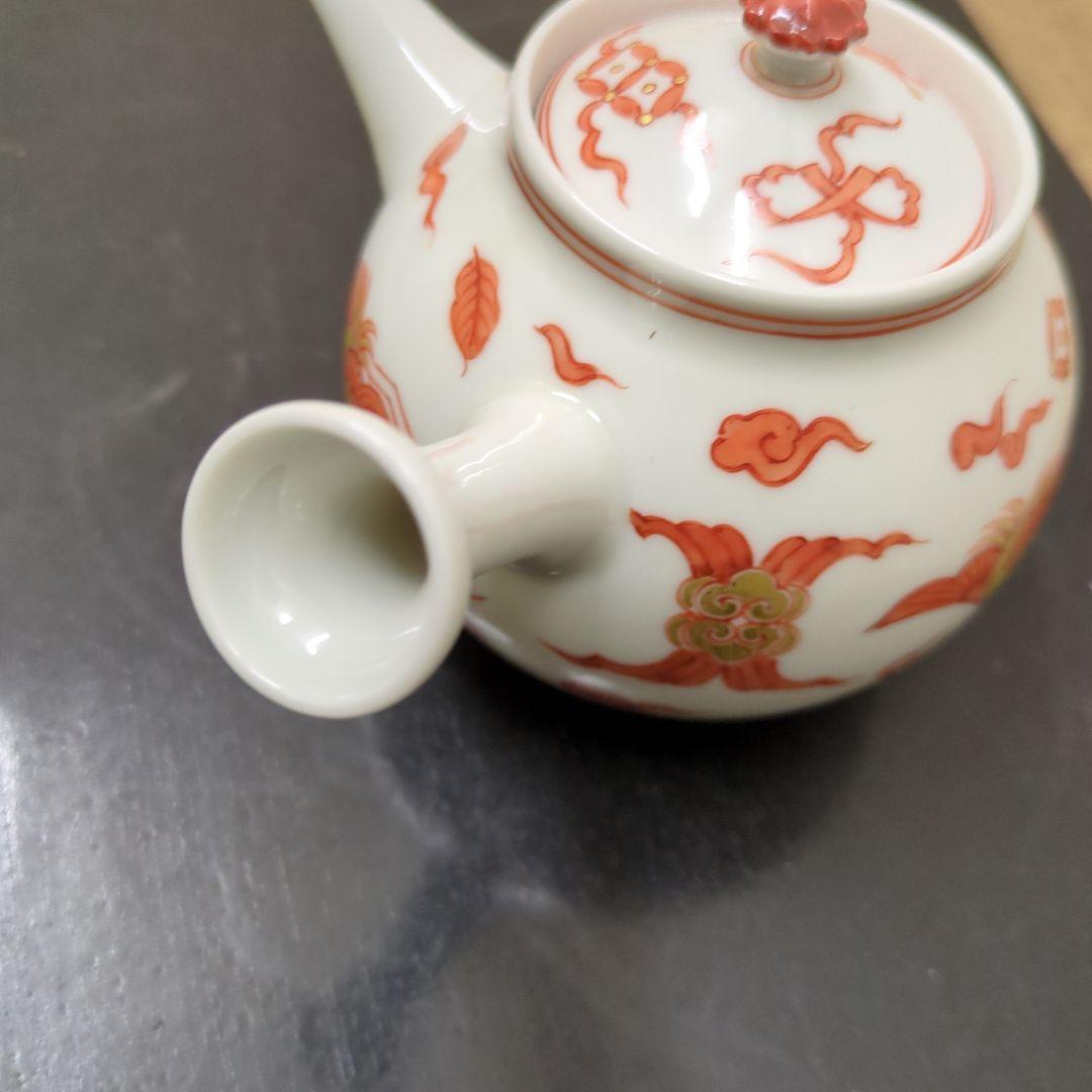 煎茶道具　和煌 北村和煌作 赤絵 金彩雲鶴文　急須　茶道具　煎茶