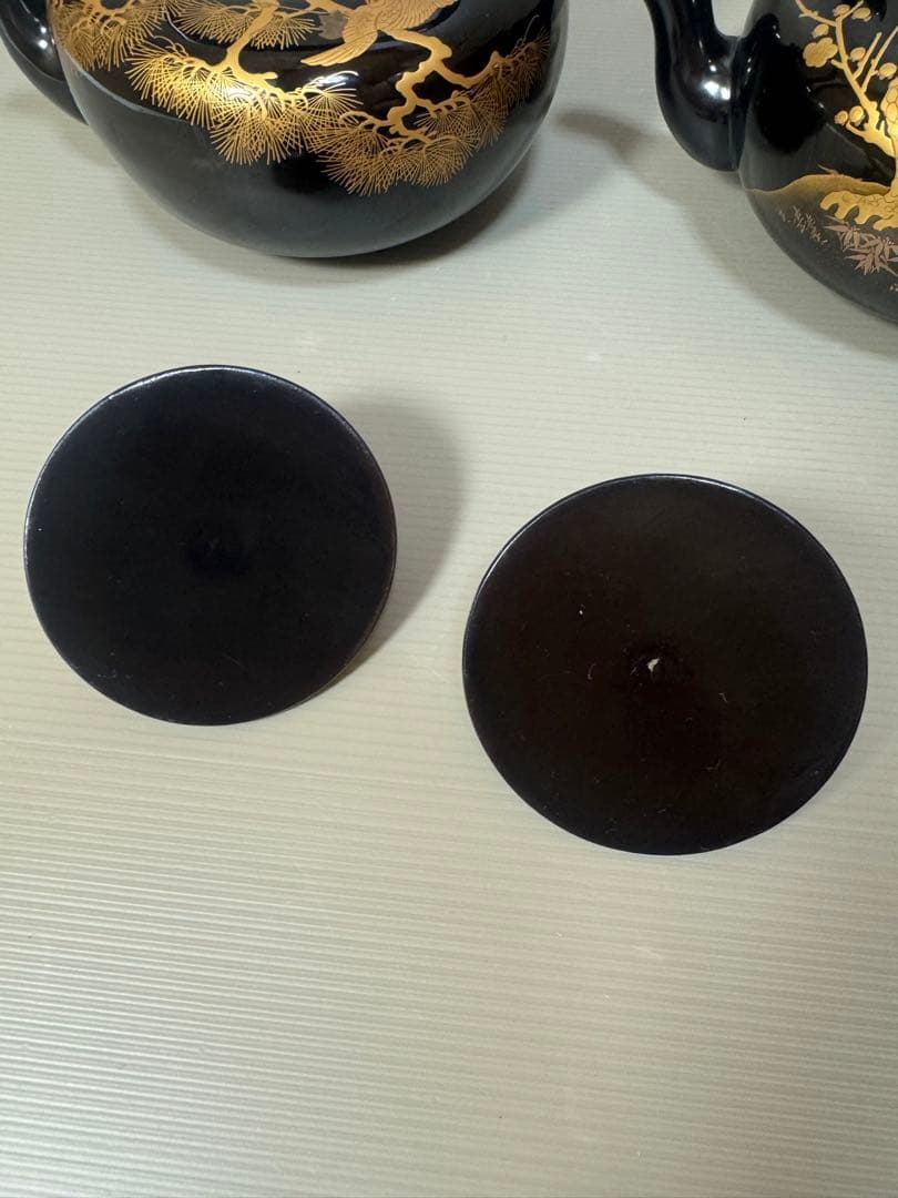 2230 輪島塗　松鶴　金蒔絵　銚子　2客