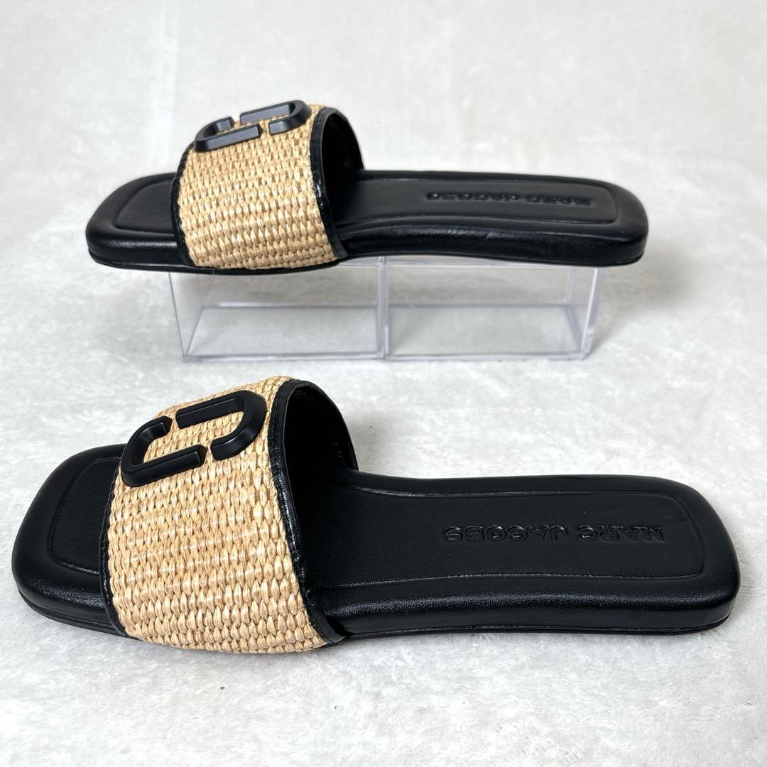 【美品】MARC JACOBS ラフィア サンダル 黒 35 レディース 靴