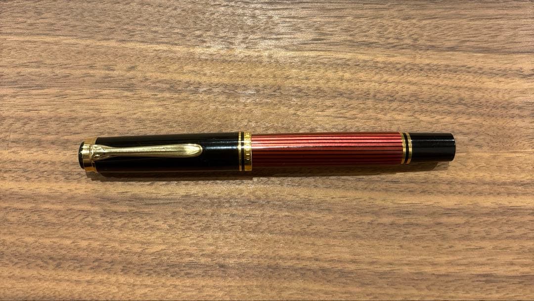 ペリカン 万年筆 赤縞 14金 F 14C-585 M400