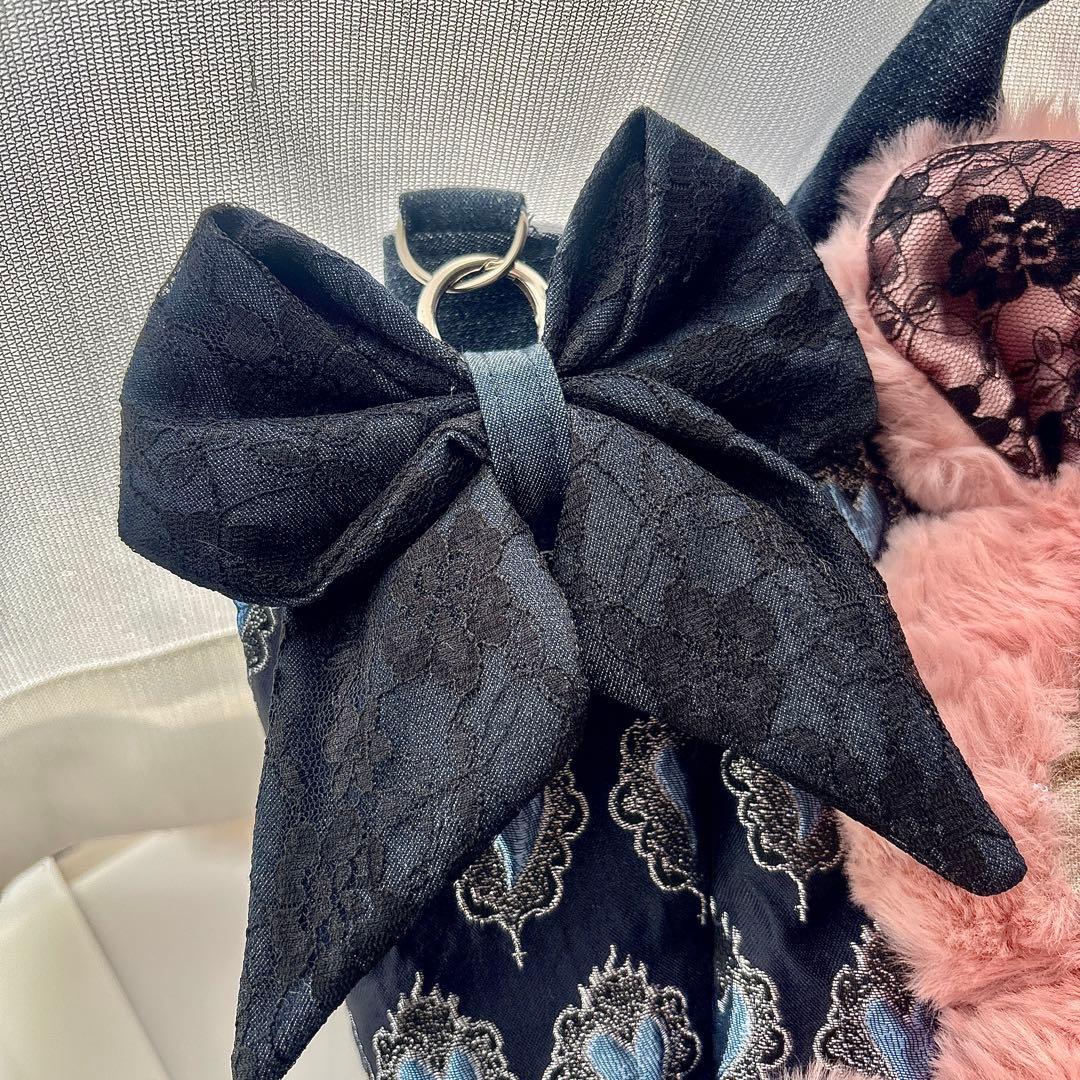 m*e様 コヤンイサムチョン　ルミちゃん　バック　艶ハート　ネイビー　ピンクファ