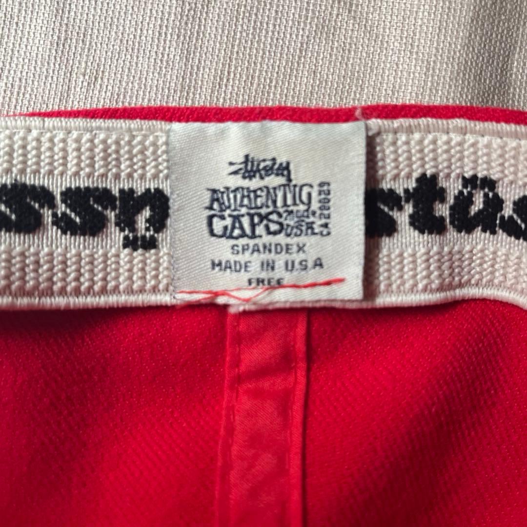 “SSリンク刺繍” old stussy 6パネルキャップ 白タグ USA製