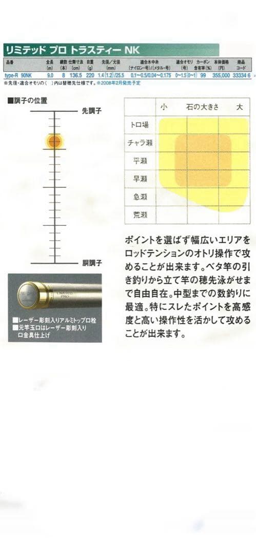 鮎ロッド　シマノ　トラスティ NK オールラウンド type-R 90NK
