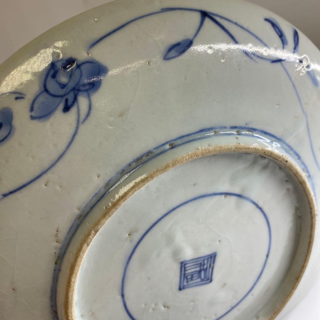 江戸初期　上手初期伊万里　染付中皿　合箱　約20㎝　東Y7-0331☆2Fトトヒ