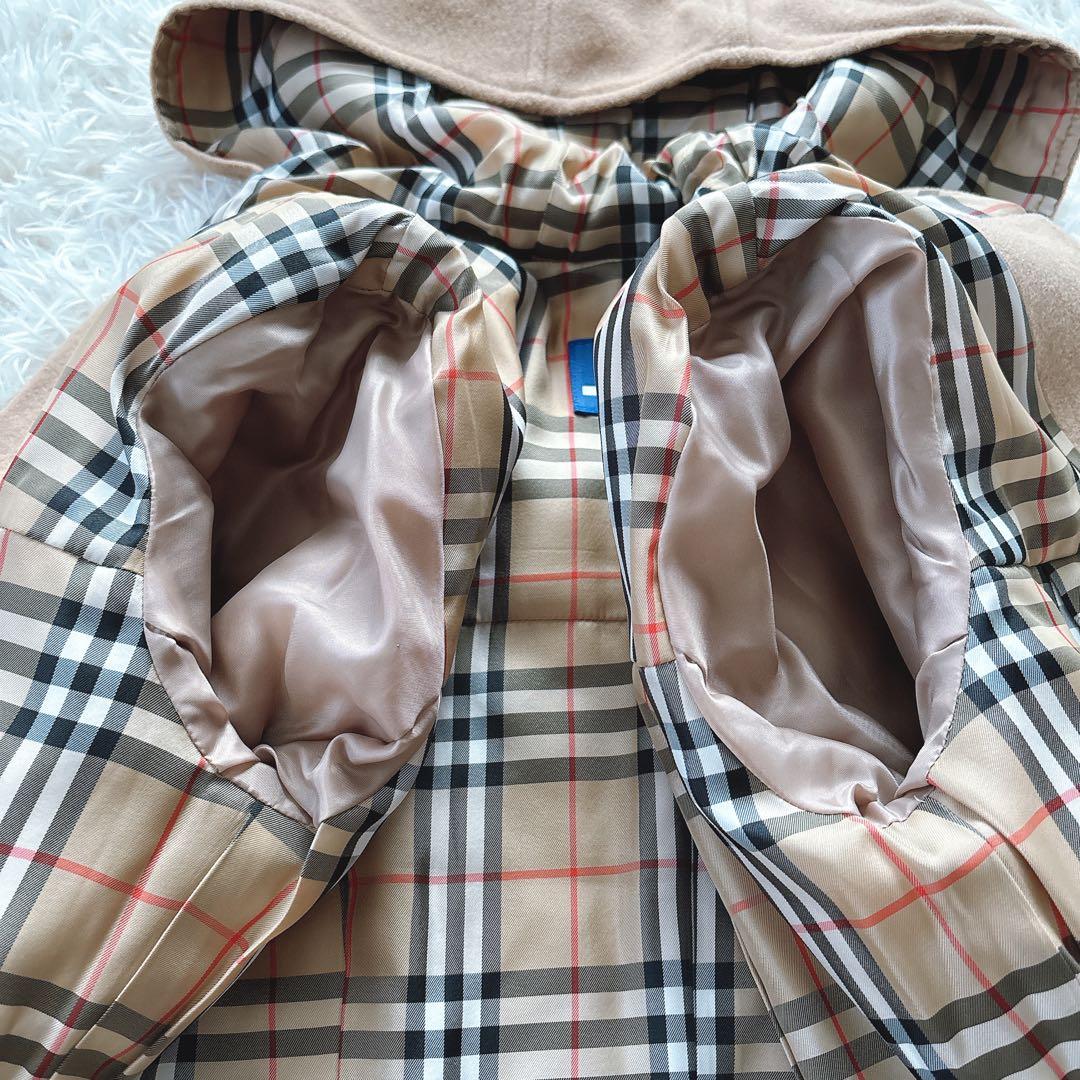 BURBERRY ショートコート アンゴラ混 ノバチェック ホースロゴ フード