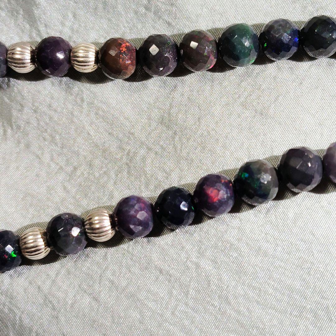 未来様 ブラックプレシャスオパール925マリア 不思議のメダイ ネックレス