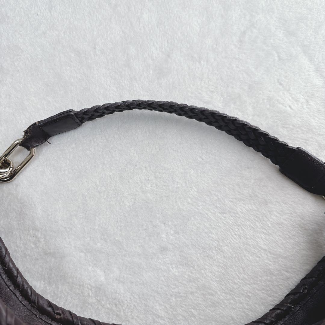 【美品】アニヤハインドマーチ　ワンショルダーバッグ　レザー　編み込み　リボン