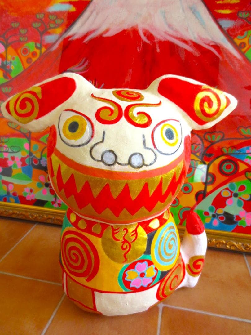 張り子　ジャンボシーサー　ラッキーアイテム　風水　置物