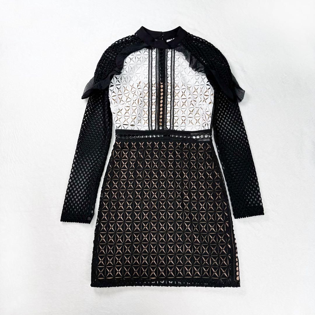 【新品未使用】セルフポートレイト ジオメトリック ミニドレス UK6