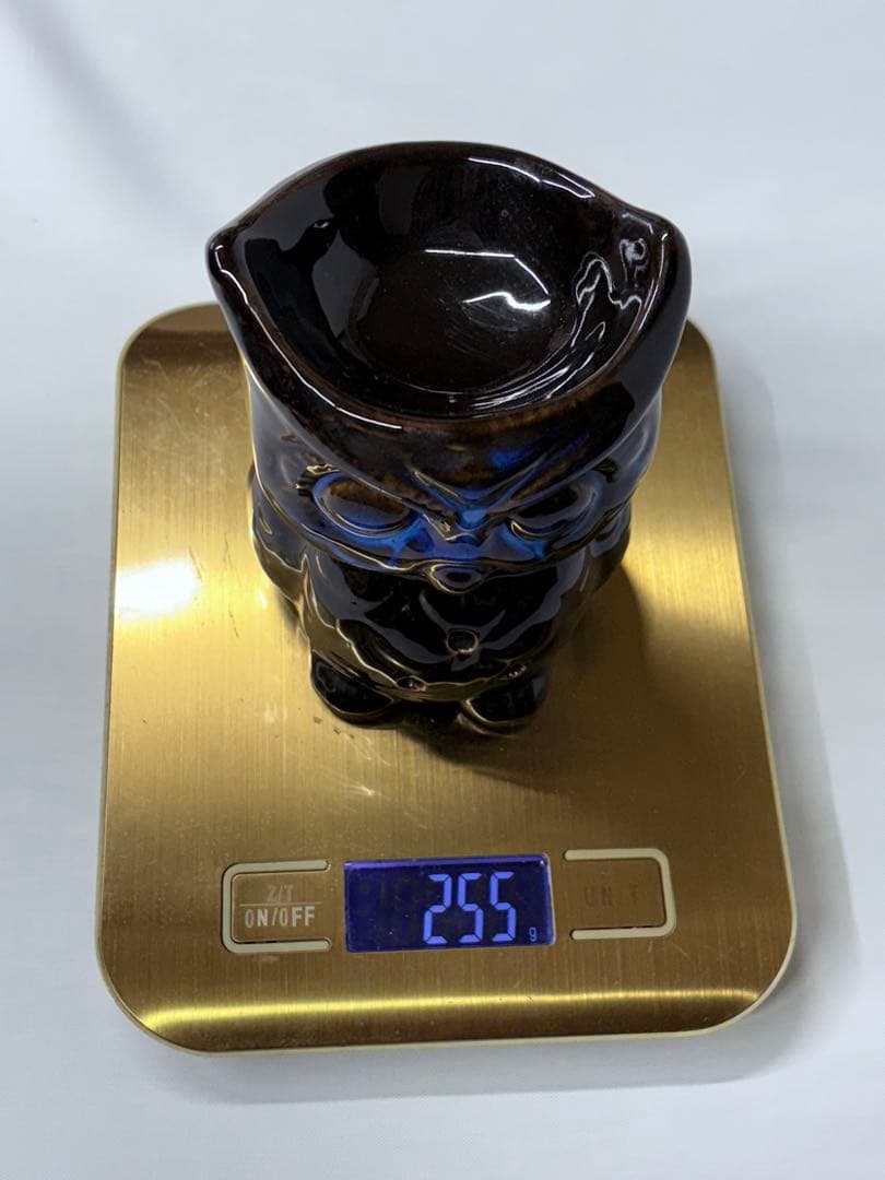 アロマオイルバーナー フクロウ 香炉 アロマポット 黒と青 開運 梟 ふくろう