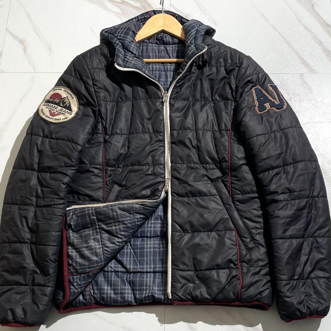 アルマーニエクスチェンジ 中綿ダウンジャケット ブラック XL リバーシブル