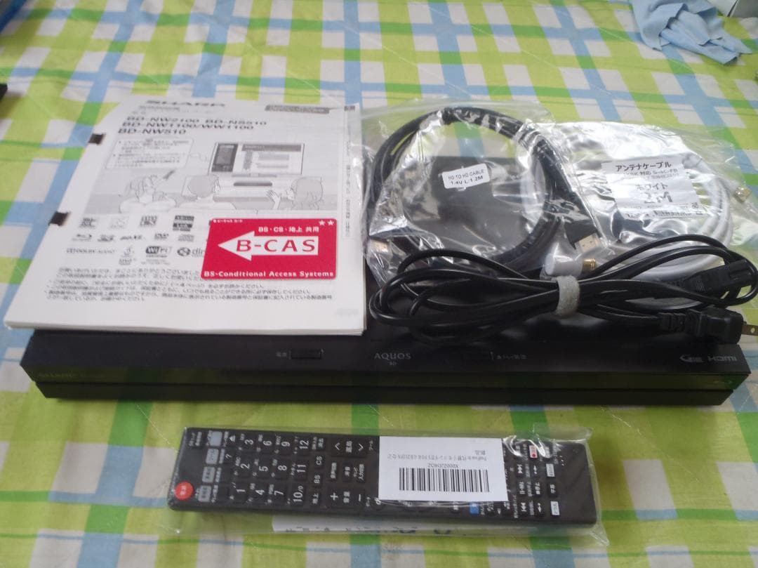 SHARP　AQUOS　ブルーレイレコーダー　BD-NW510　２０１６年製