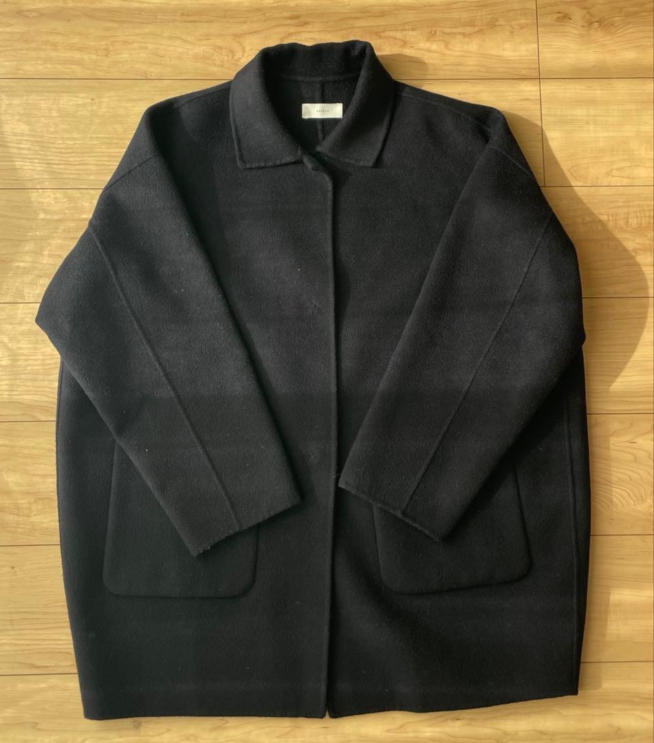 かぐれ　ウールステンカラーショートコート　ネイビー