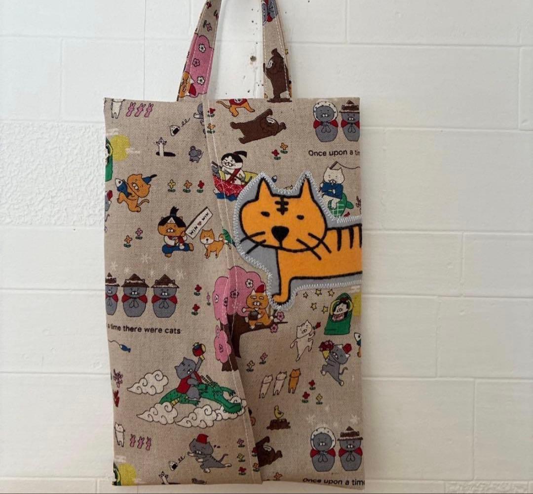 感謝価格　トートバッグ　エコティッシュカバー　巾着　ポーチ　ユキエモン　猫柄