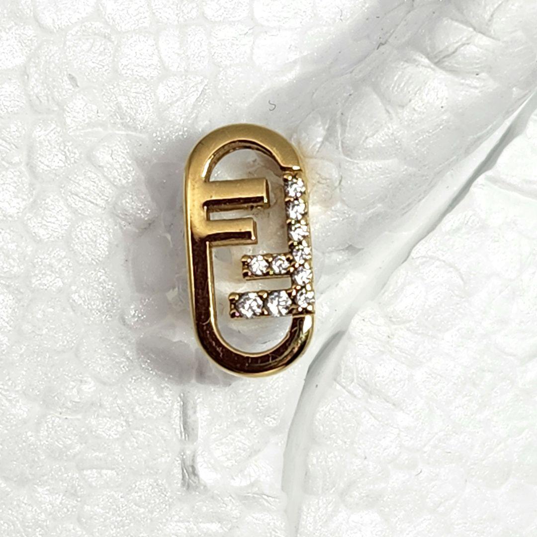 FENDI フェンディ ピアス ストーン シングル 片耳 ミニ ゴールド Fロゴ