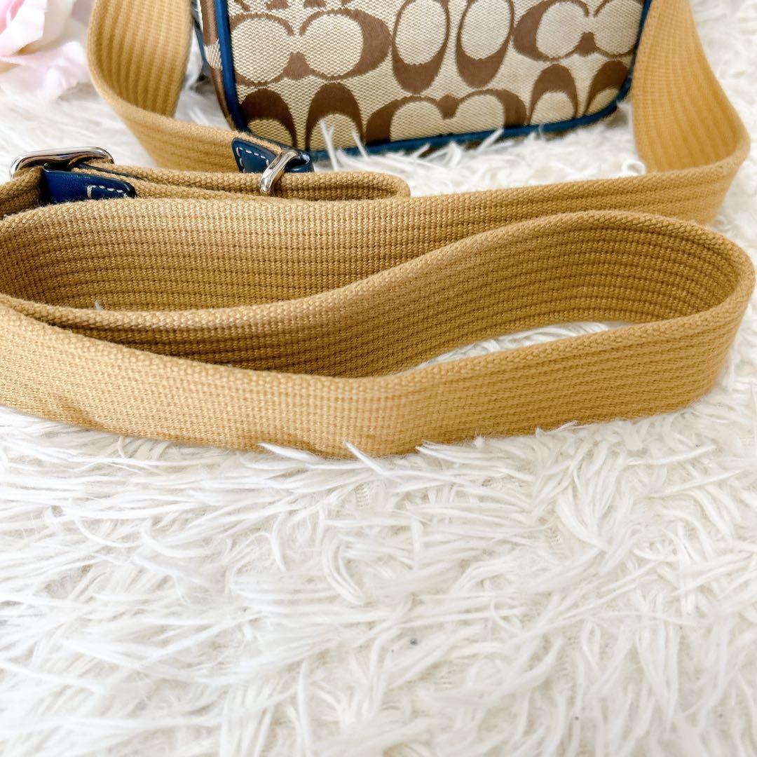 美品✨COACH コーチ シグネチャー 多収納 ショルダーバッグ ブルー