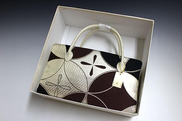 新品未使用品　京都 西陣織正絹帯地使用　利休バッグお茶席　25901