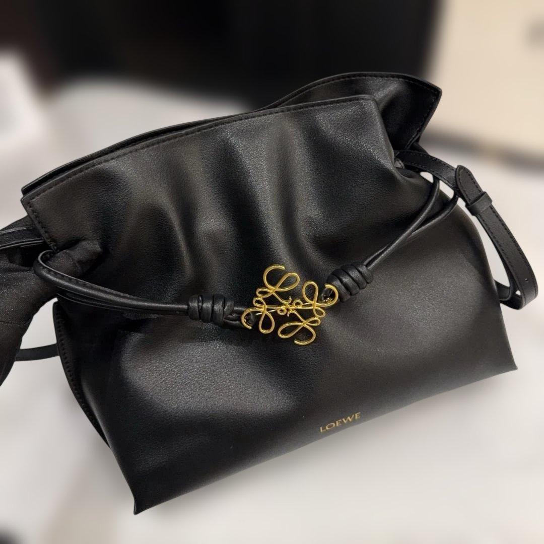 Flamenco Bag 30 ブラックレザー ショルダーバッグ