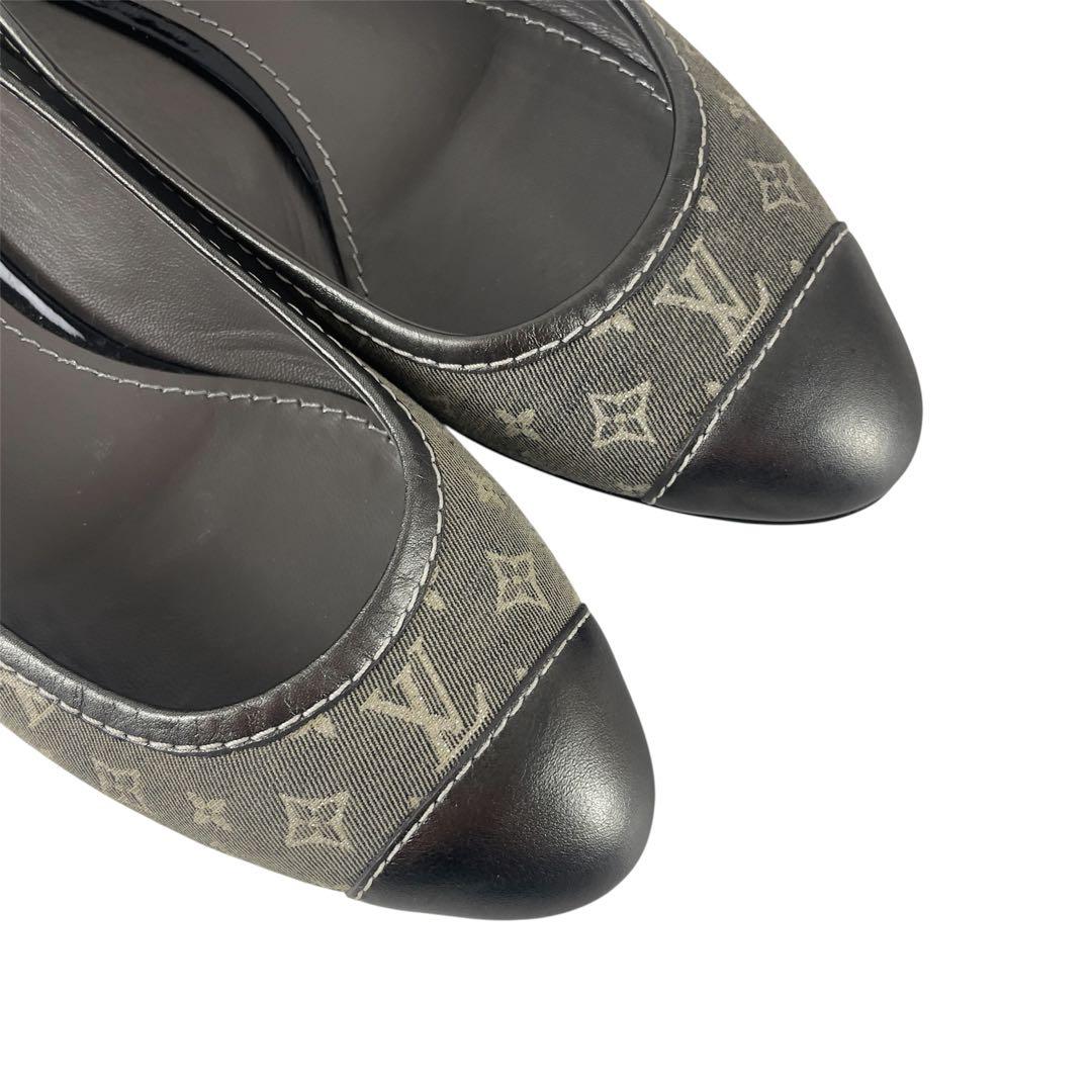 ルイヴィトン モノグラム フラットシューズ レザー キャンバス コンビ 35