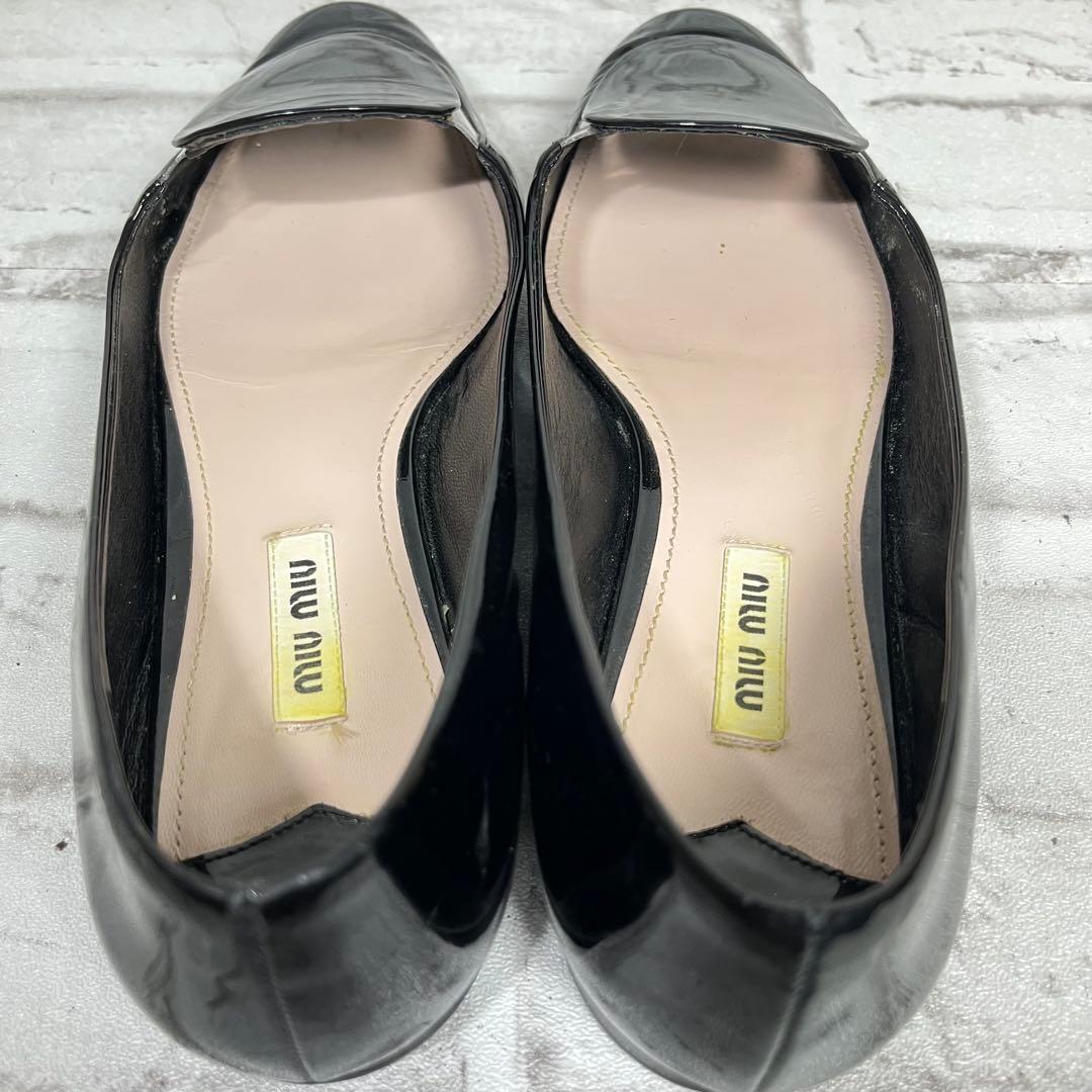 【美品】 miumiu エナメル パンプス ローファー ブラック