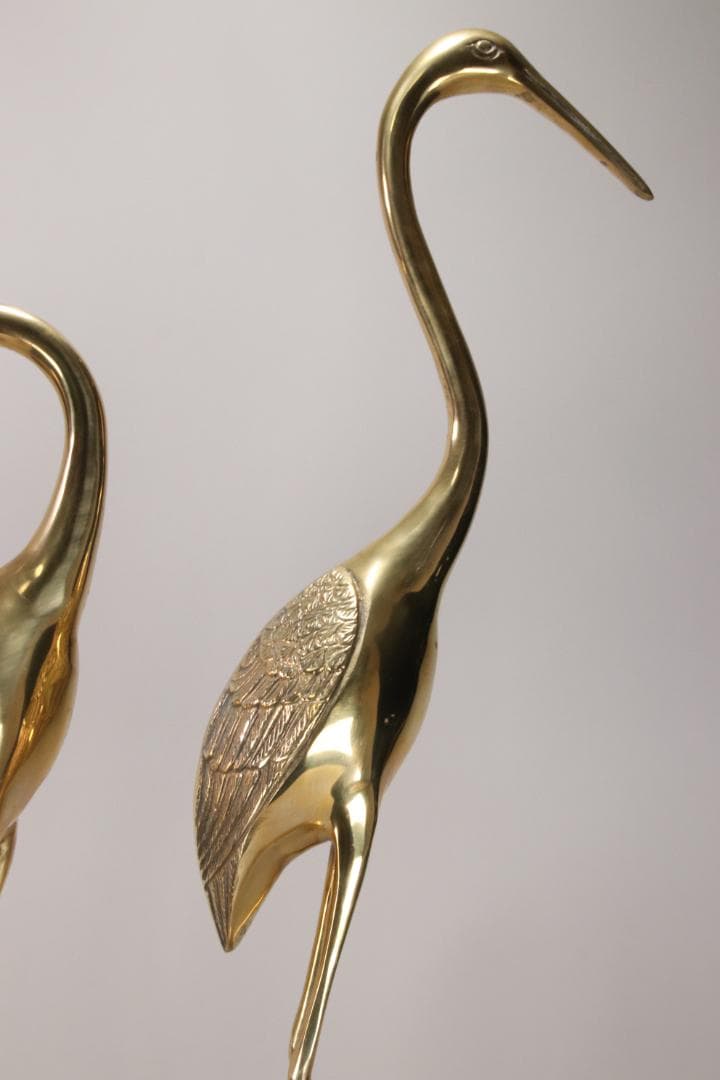 EE004 仏具　真鍮製　鶴型　置物　一対　神社仏閣