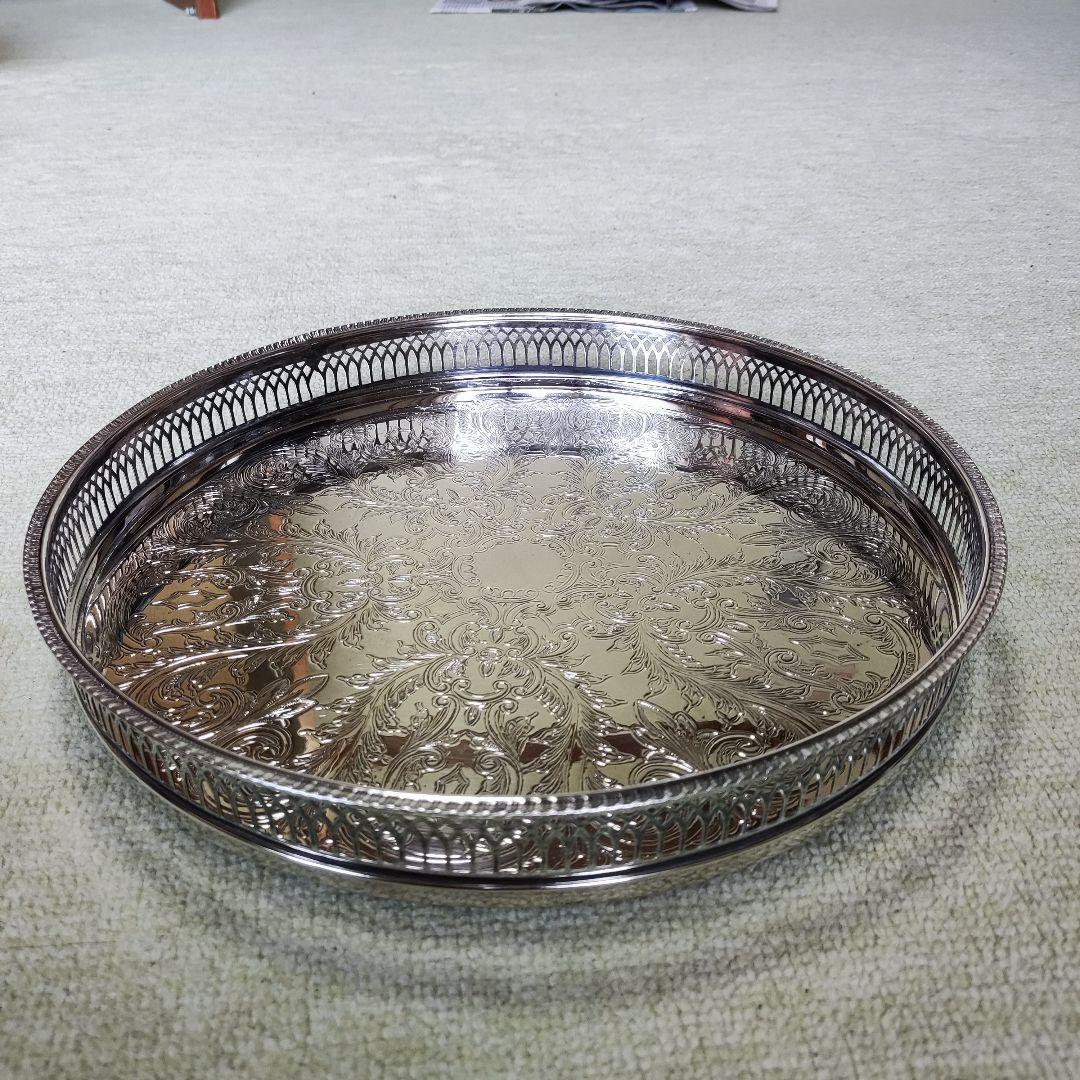 英国製　シルバープレート　ギャラリートレイ　サルヴァ