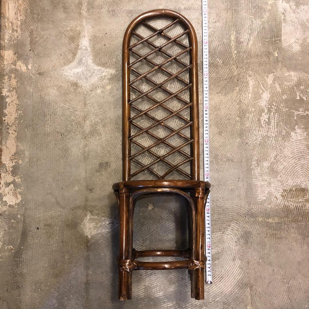 ラタン ハイバックスツール　ミニ椅子　インテリア用　ティスプレイ　花台