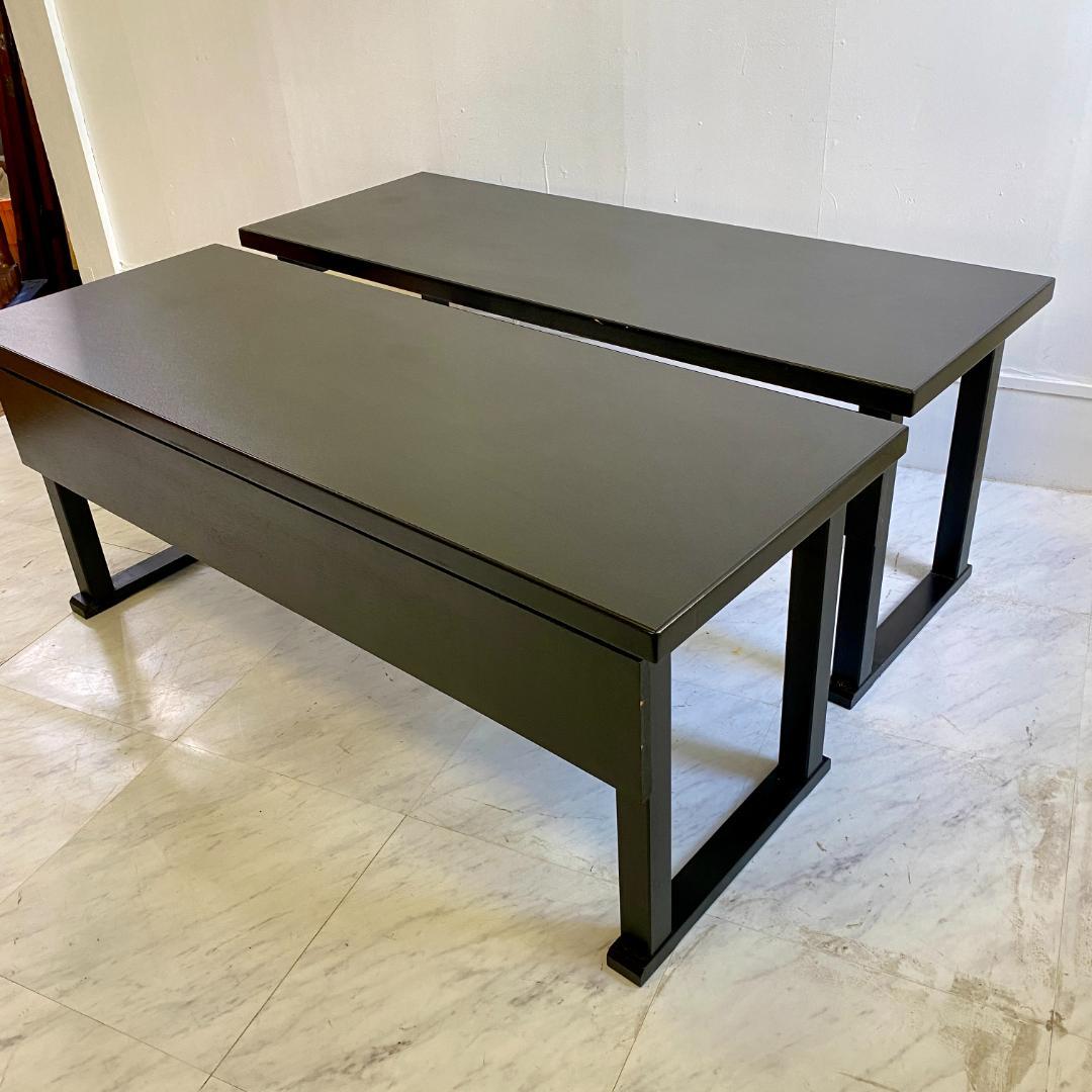 千翔 龍門堂 長テーブル 黒の木製テーブル2台セット 折りたたみ 和室