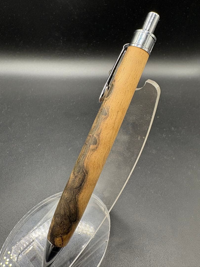 532極上　黒柿　孔雀杢　縮杢　木軸シャーペン　ボールペン