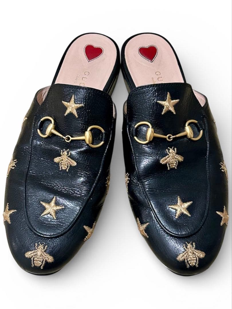 GUCCI グッチ プリンスタウン レザースリッパ スター ビー ITALY
