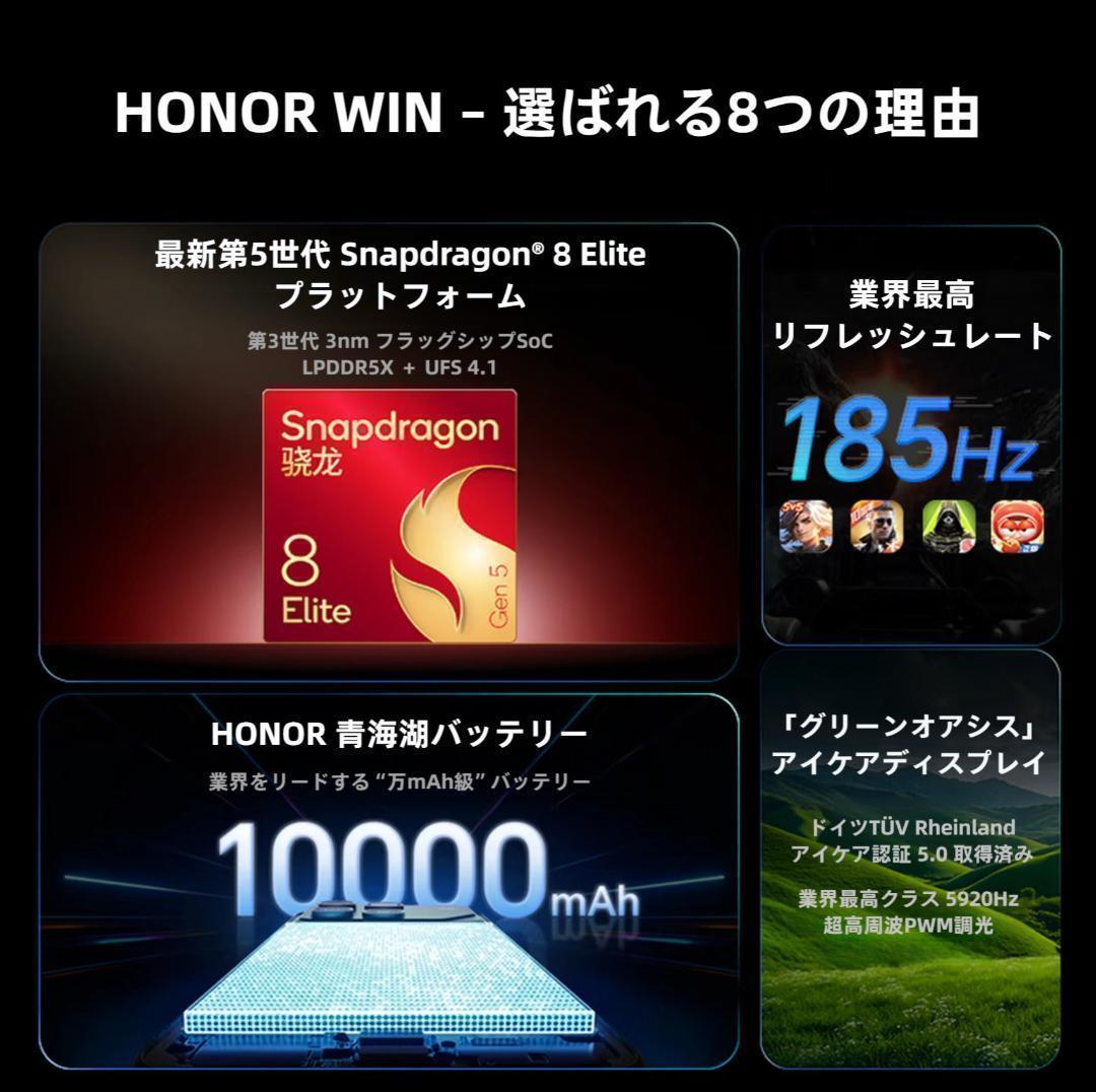 【レイ】HONOR WIN 16GB/1TB ブラック 中国版