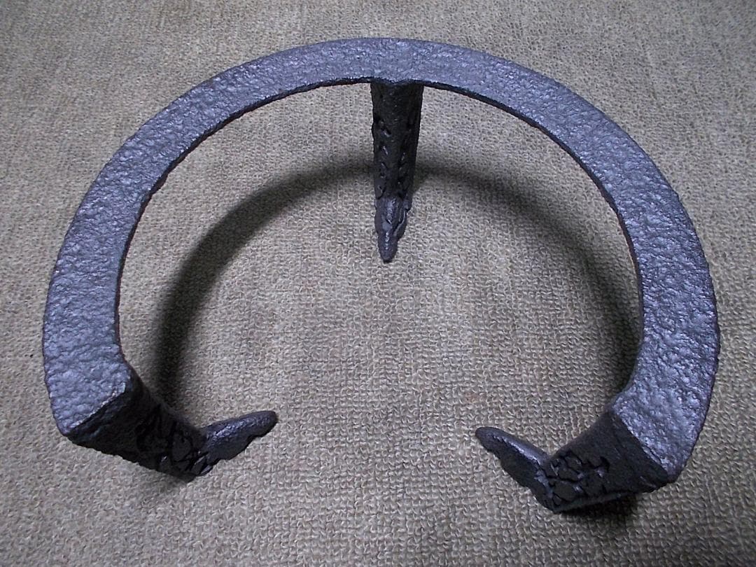 茶道具 風炉釜セット 茶釜 釜環 未使用五徳 重厚唐銅面取風炉 送料込み