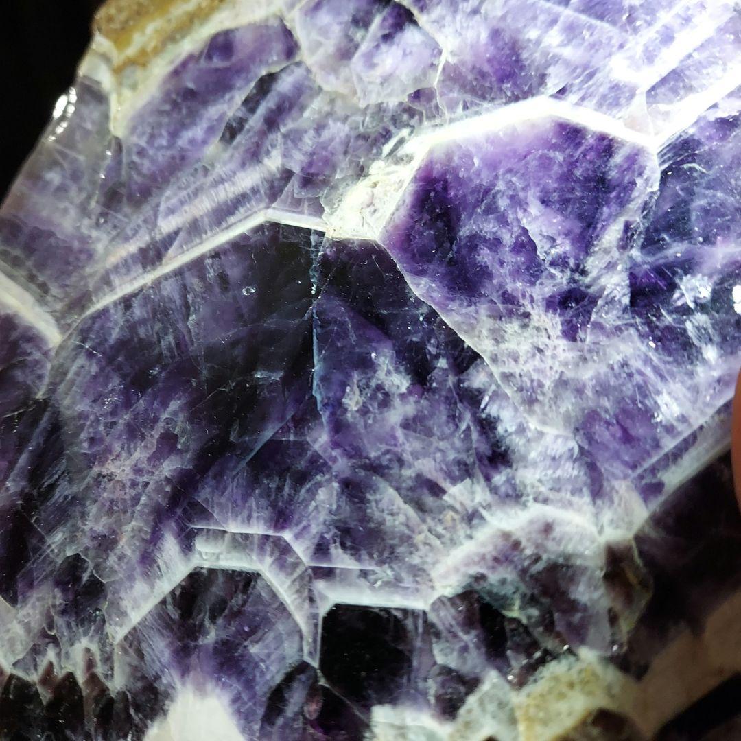 レアタイプ！ 超大きい豪華な紫水晶 アメジスト原石スライス 両面磨き539