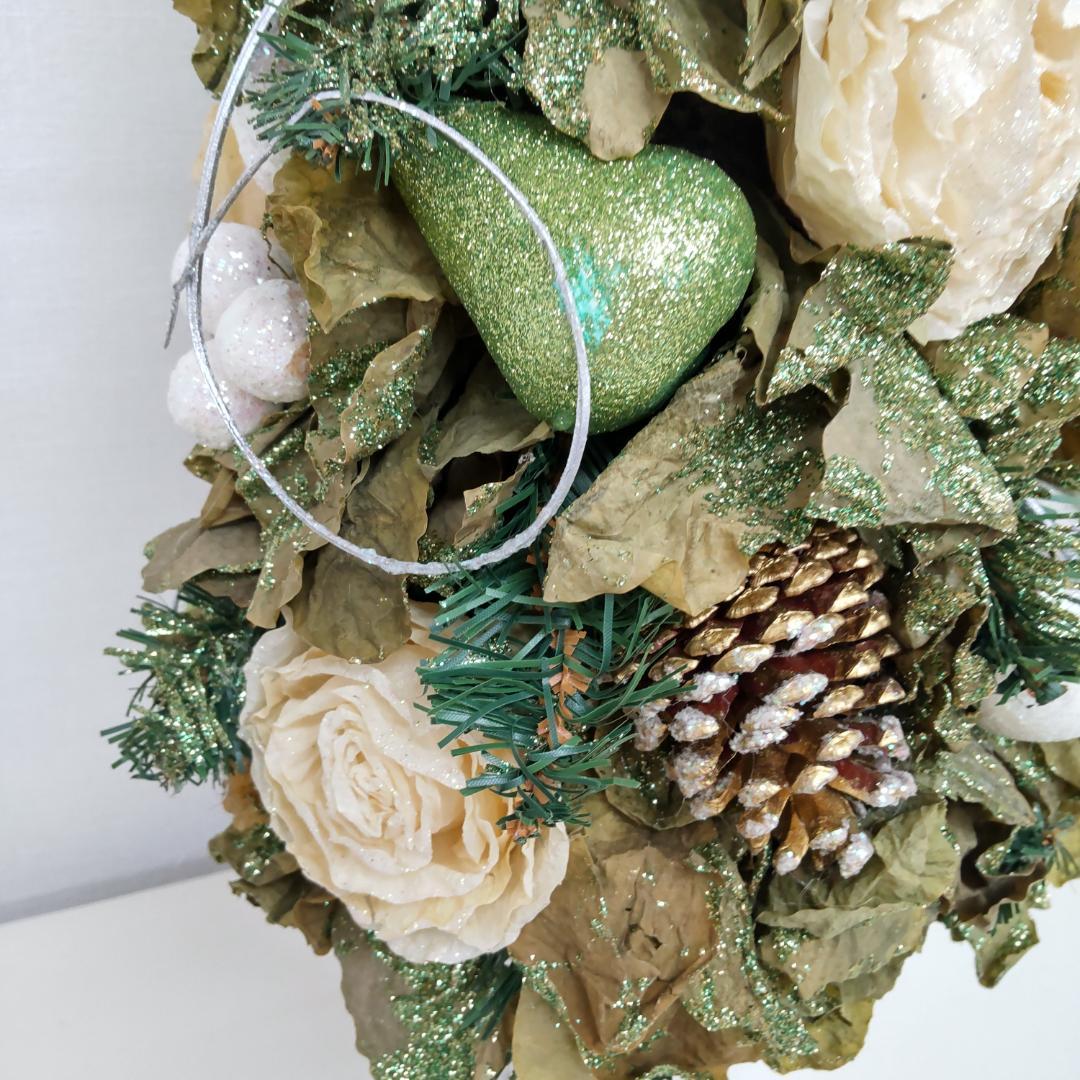 約66cm　トピアリー　造花　フラワー　グリーン　大きい　レアカラー