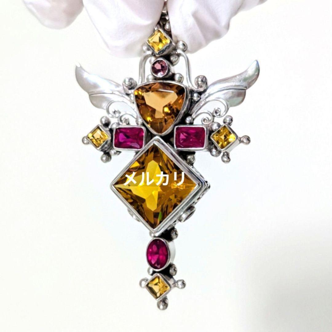 【希少】シャンカリ・ジュエリー ペンダントトップ シトリン＆レッドスピネル